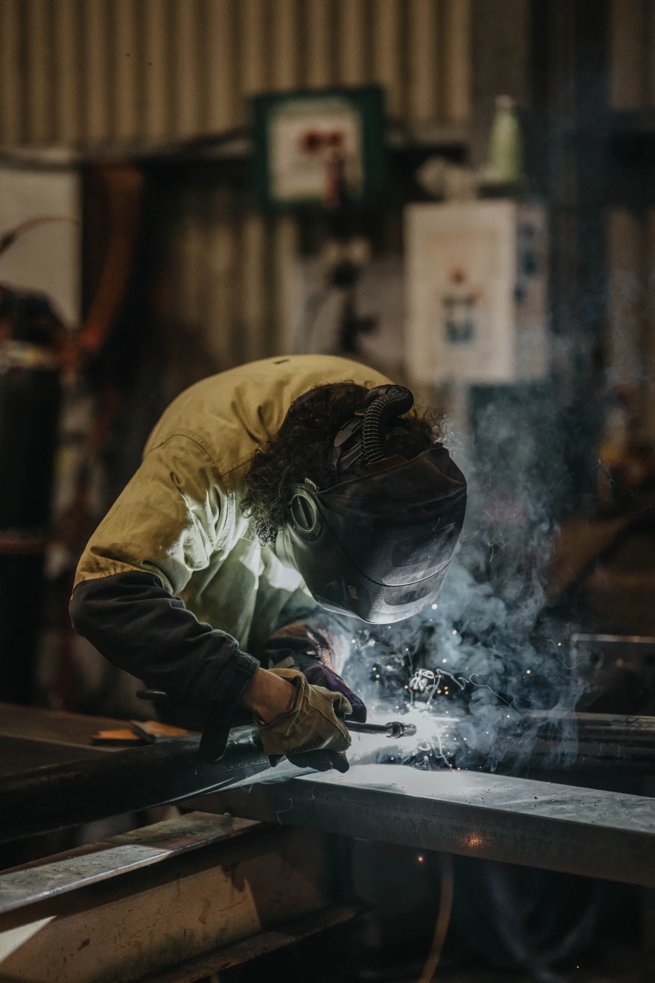 A Rimech team member completing fabrication work.